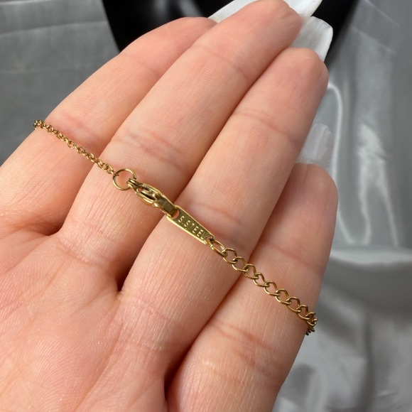 Stainless steel adjustable Gold and Blue Pendant Necklace - Picture 4 of 7